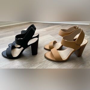 Two (2) Pairs of Vera Wang Simply Vera Sandals / Black and Camel / Size 8M
